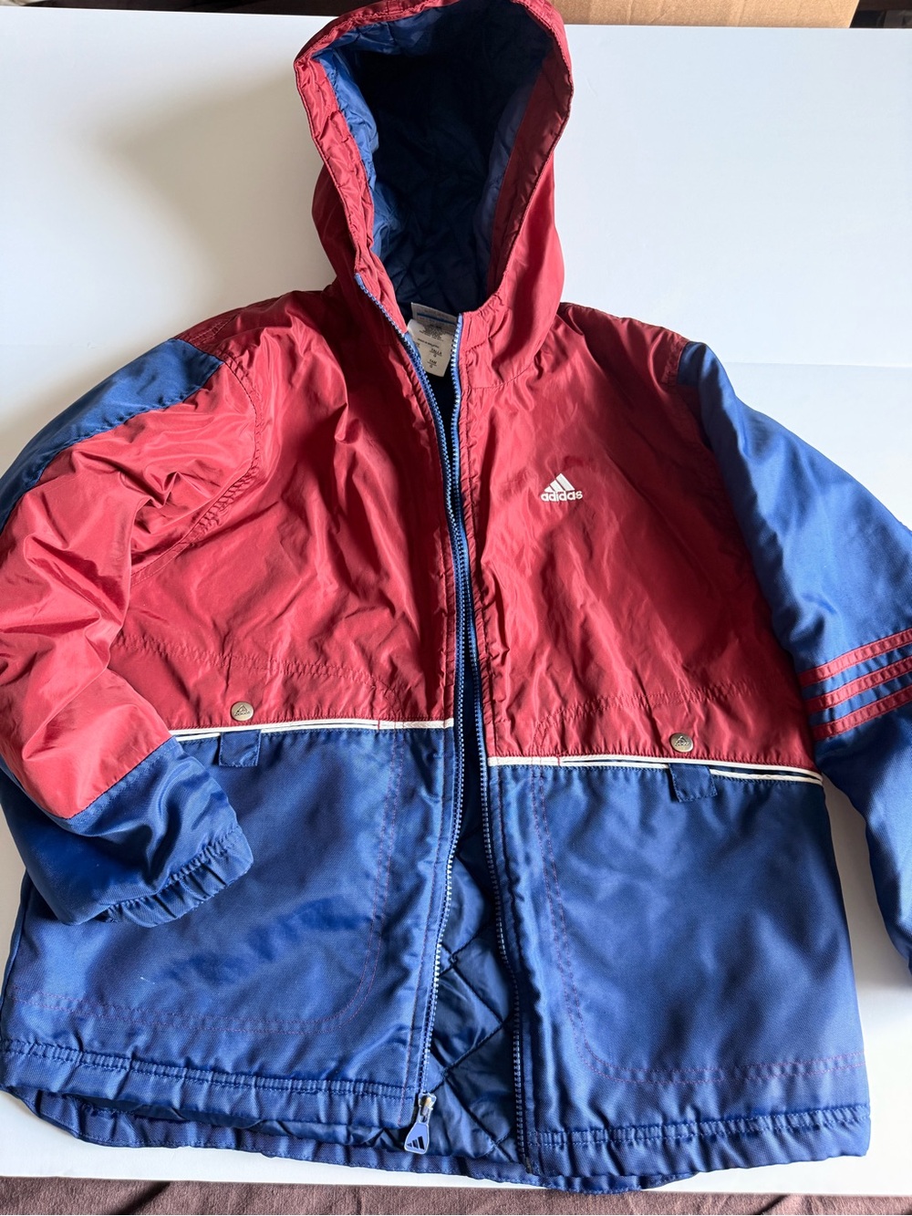Y2K adidas Kids Red & Blue Hooded Jacket